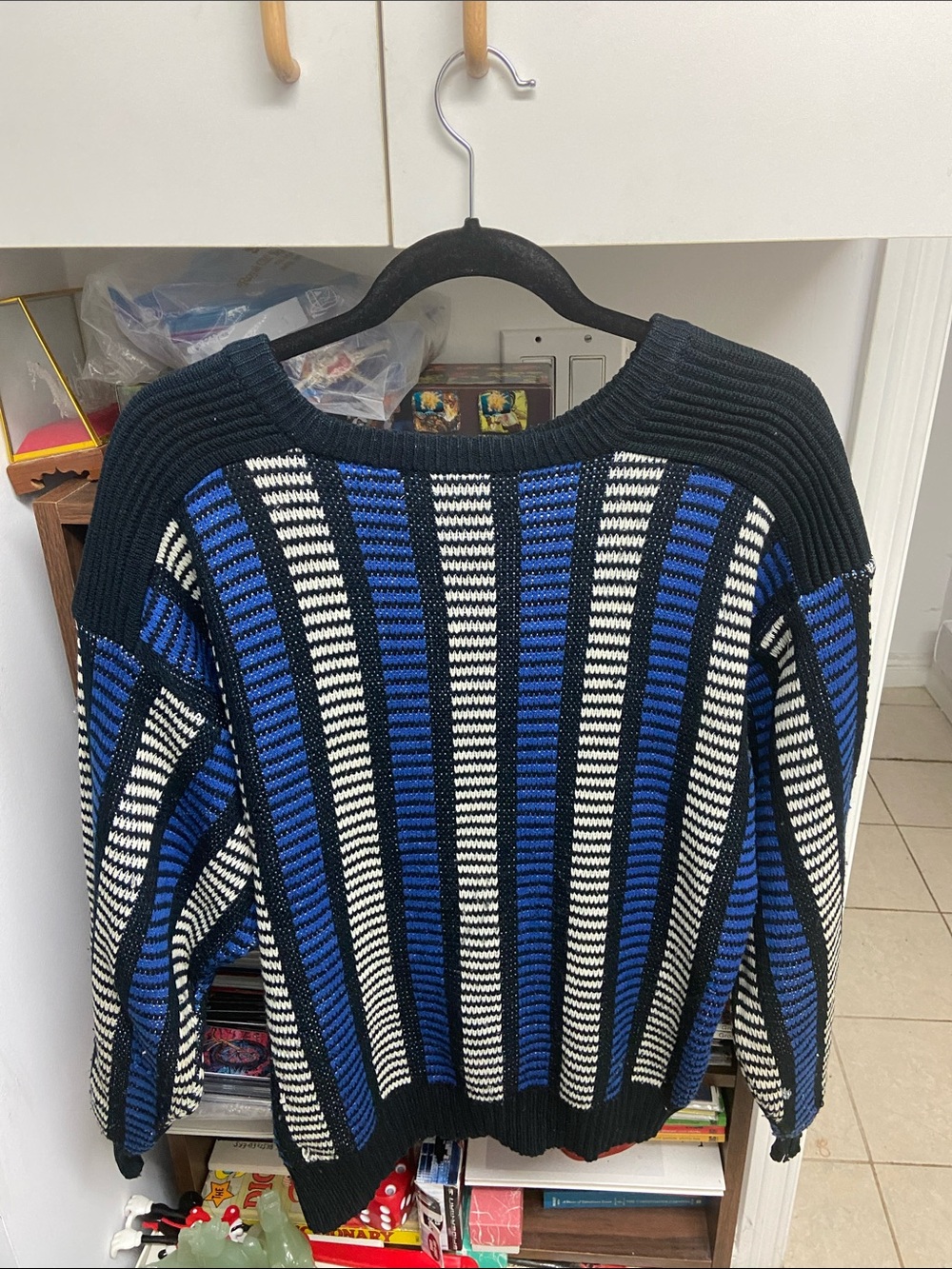 Vintage Blue & Black “Bill Cosby” Striped Knit Sweater